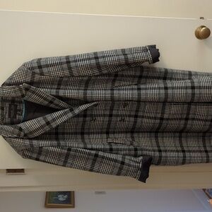 Stylish Black and White Plaid Coat